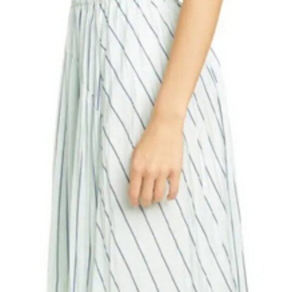 Vince Mint Stripe Gauze Panel Skirt Green M - Picture 4 of 11